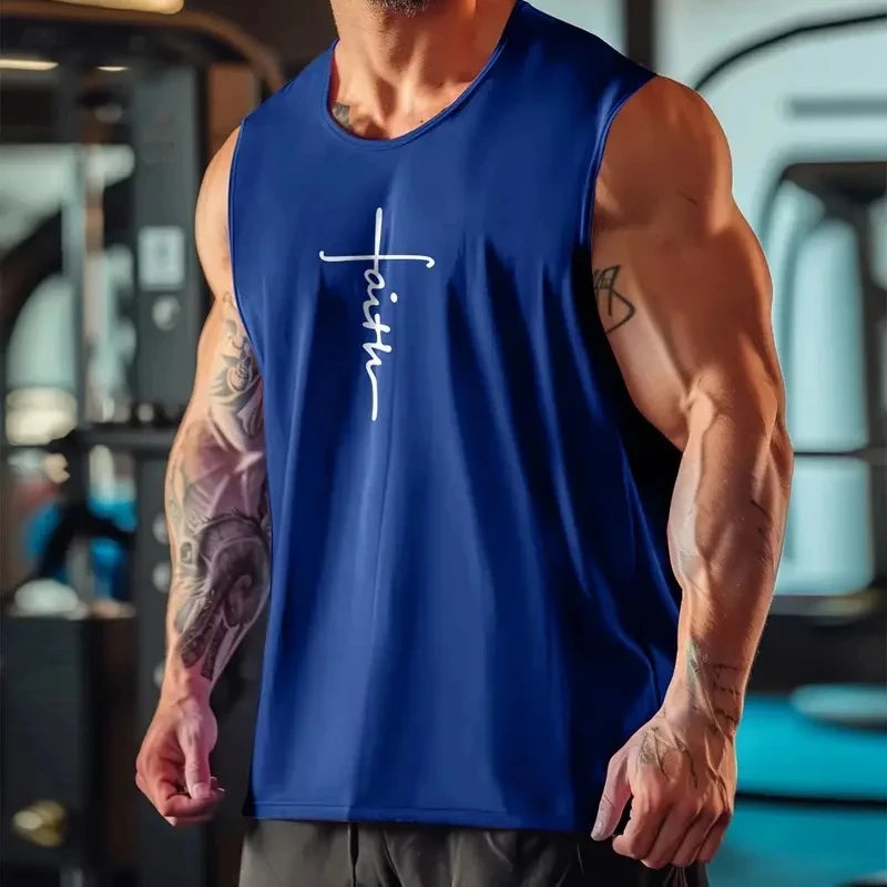 Men’s Faith Letters Graphic Sports Vest