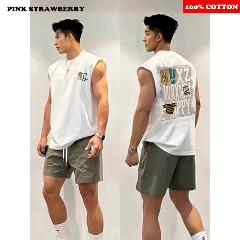 Men’s Retro Letter Sleeveless T-Shirt