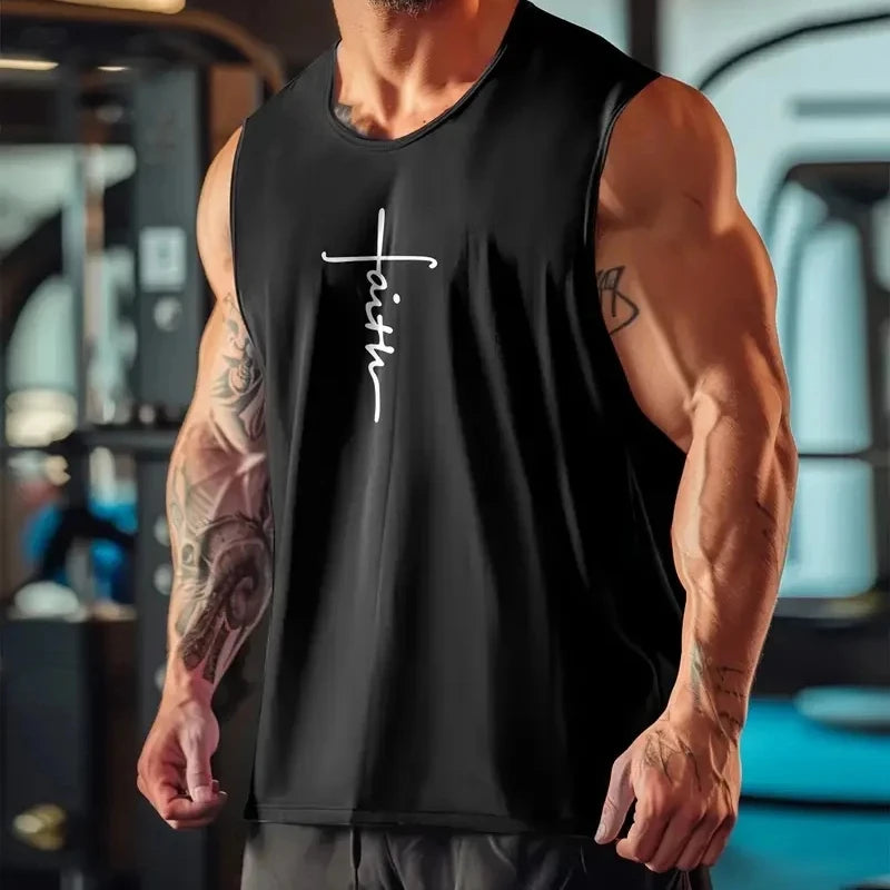 Men’s Faith Letters Graphic Sports Vest