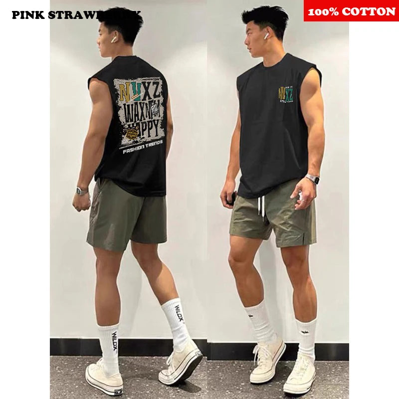 Men’s Retro Letter Sleeveless T-Shirt