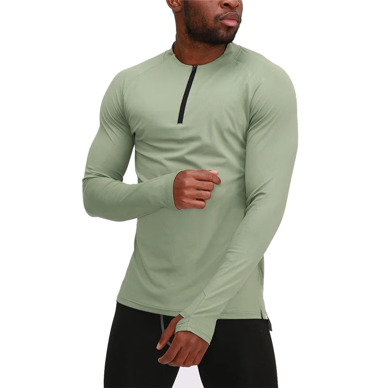 Men Sports Half Zip Long Sleeve